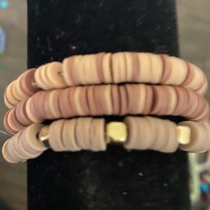 Bracelet set of three, brown themed.